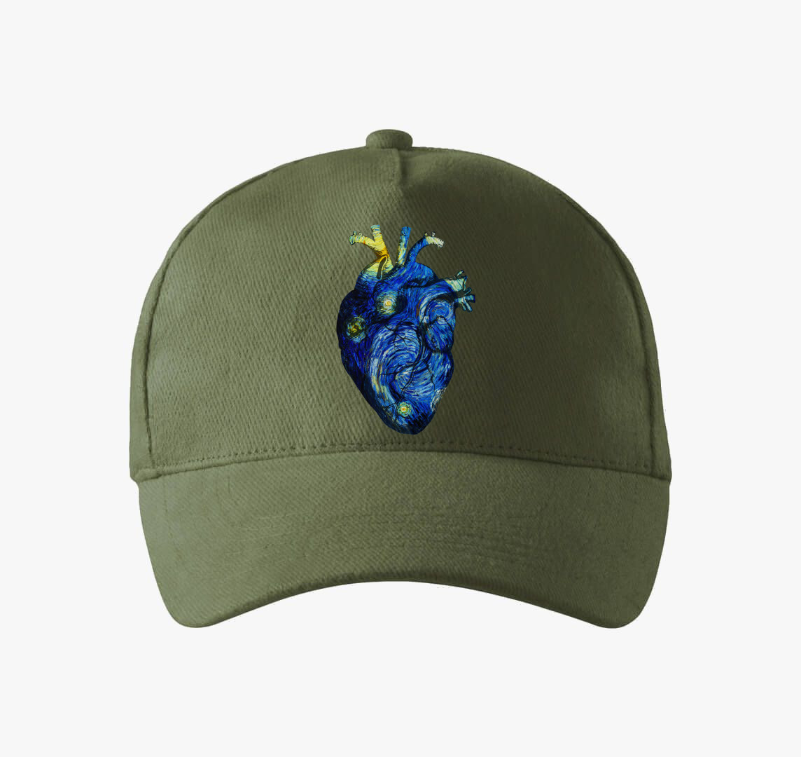 Starry night anatomy heart baseball sapka — Khaki