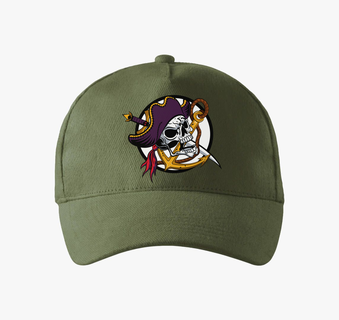 Pirate skull 3 baseball sapka — Khaki