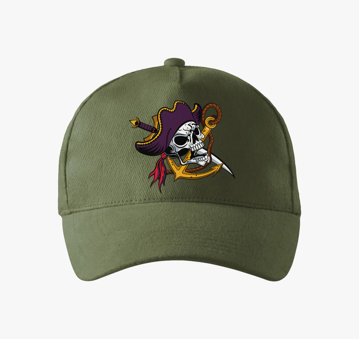 Pirate skull 4 baseball sapka — Khaki