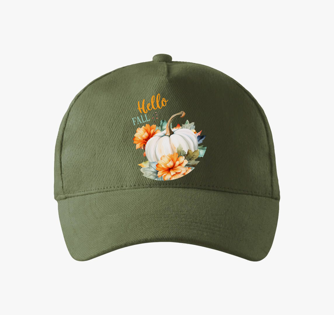 Hello fall pumpkin baseball sapka — Khaki