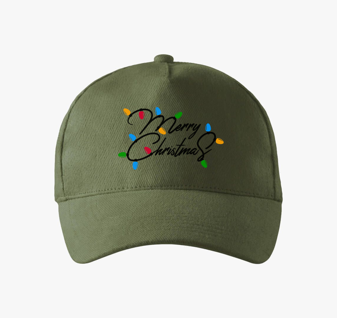 Merry Christmas lights baseball sapka — Khaki