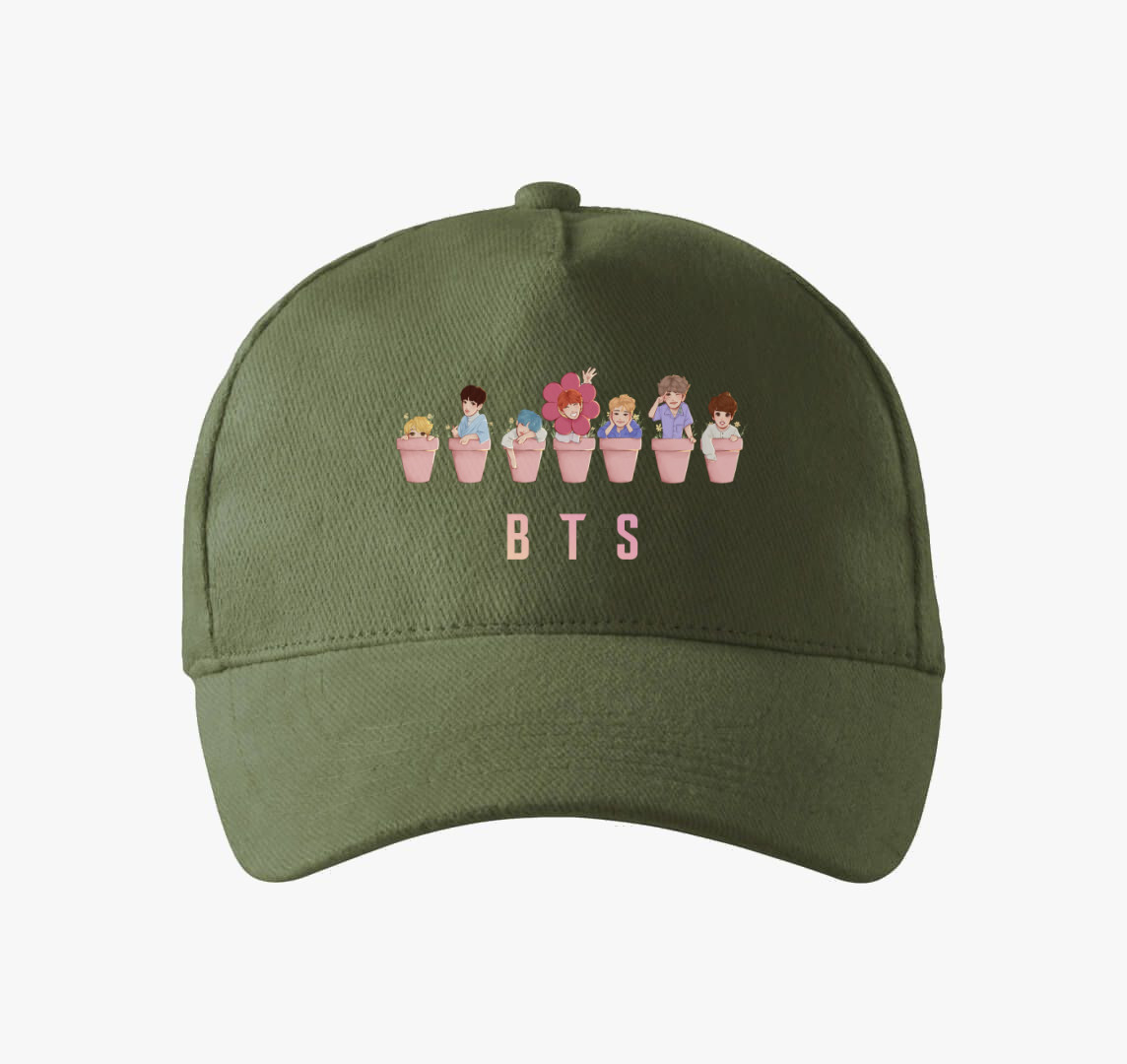 BTS virágok baseball sapka — Khaki