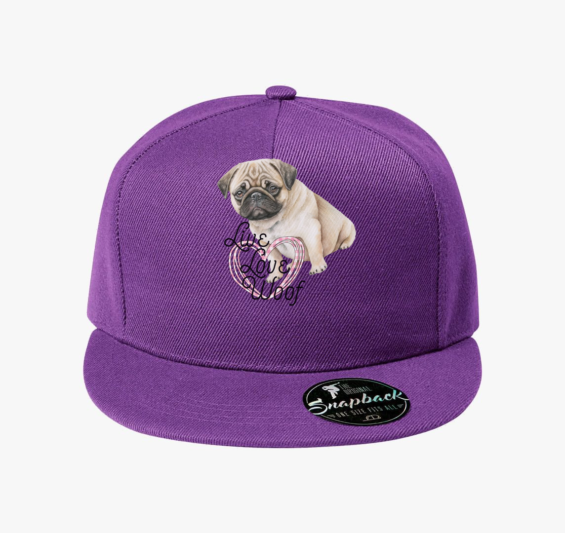 Mopsz szivecskés baseball sapka — Lila