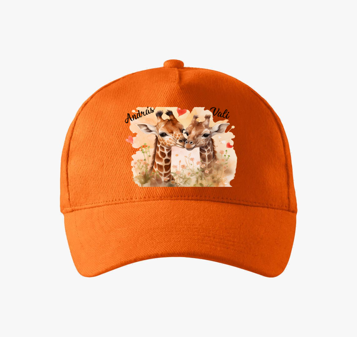 Összebújós szerelmes Zsiráf baseball sapka — Narancs