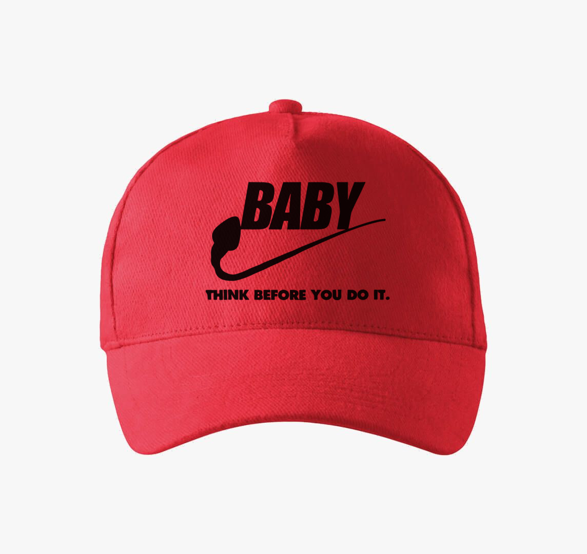 Baby think before you do it baseball sapka — Piros
