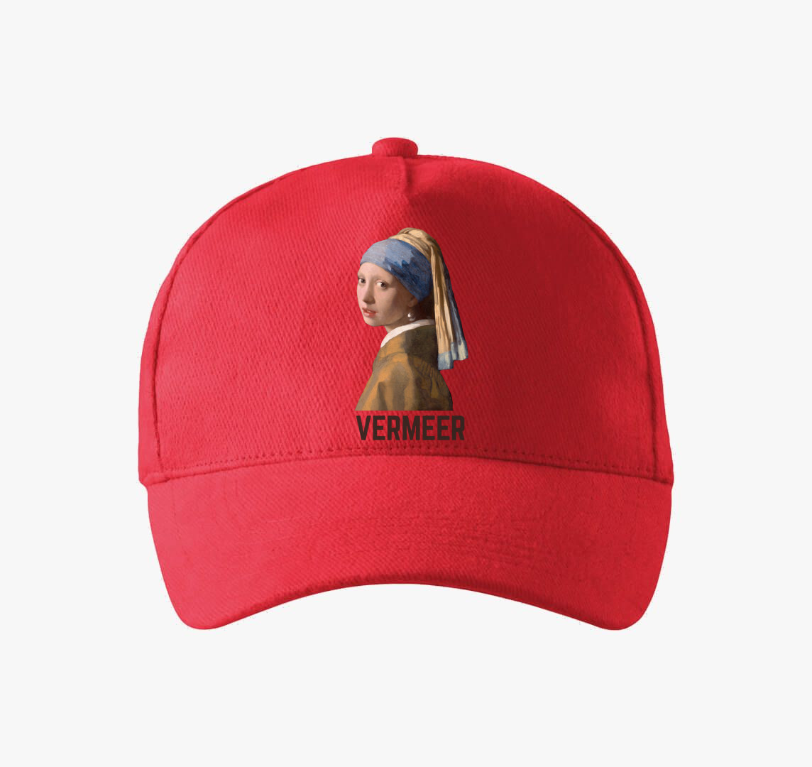 Lány gyöngy fülbevalóval Vermeer baseball sapka — Piros