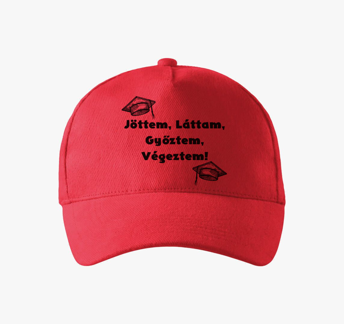 Jöttem, láttam, győztem, végeztem baseball sapka — Piros
