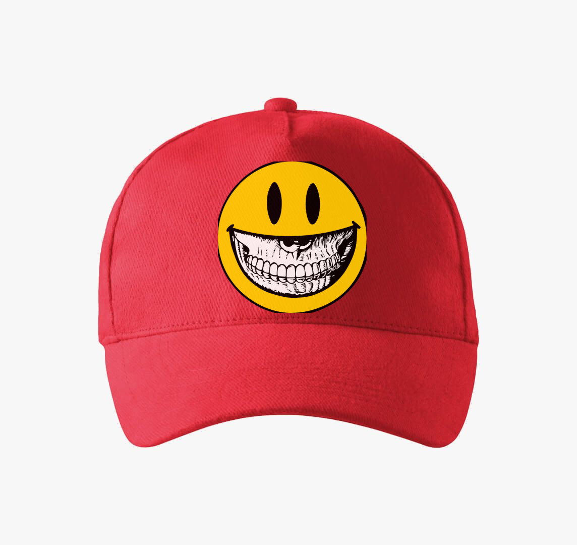 Koponyás smiley baseball sapka — Piros