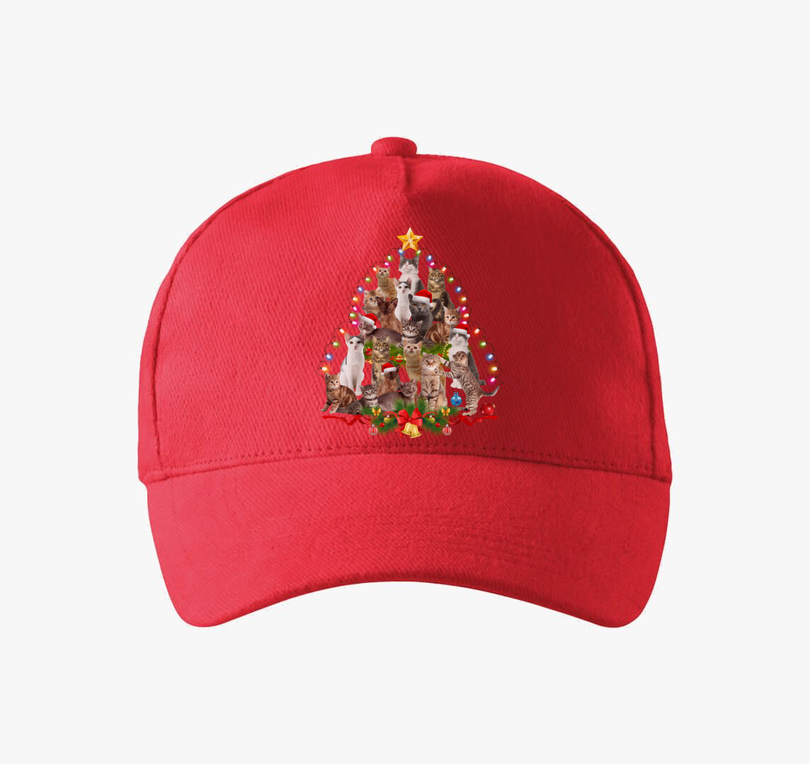 Karácsonyi macskaland baseball sapka — Piros