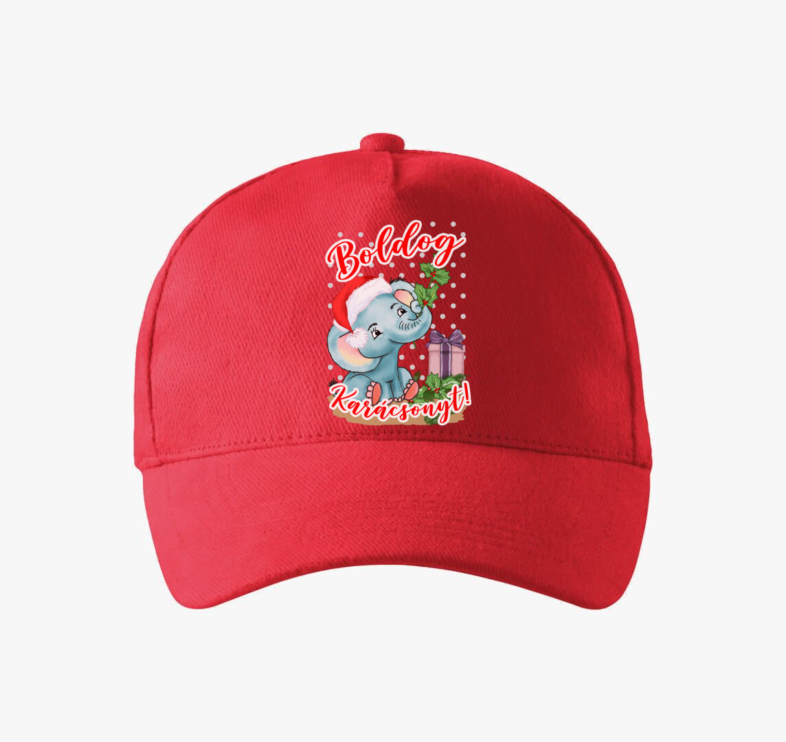 Boldog karácsonyt elefánt baseball sapka — Piros