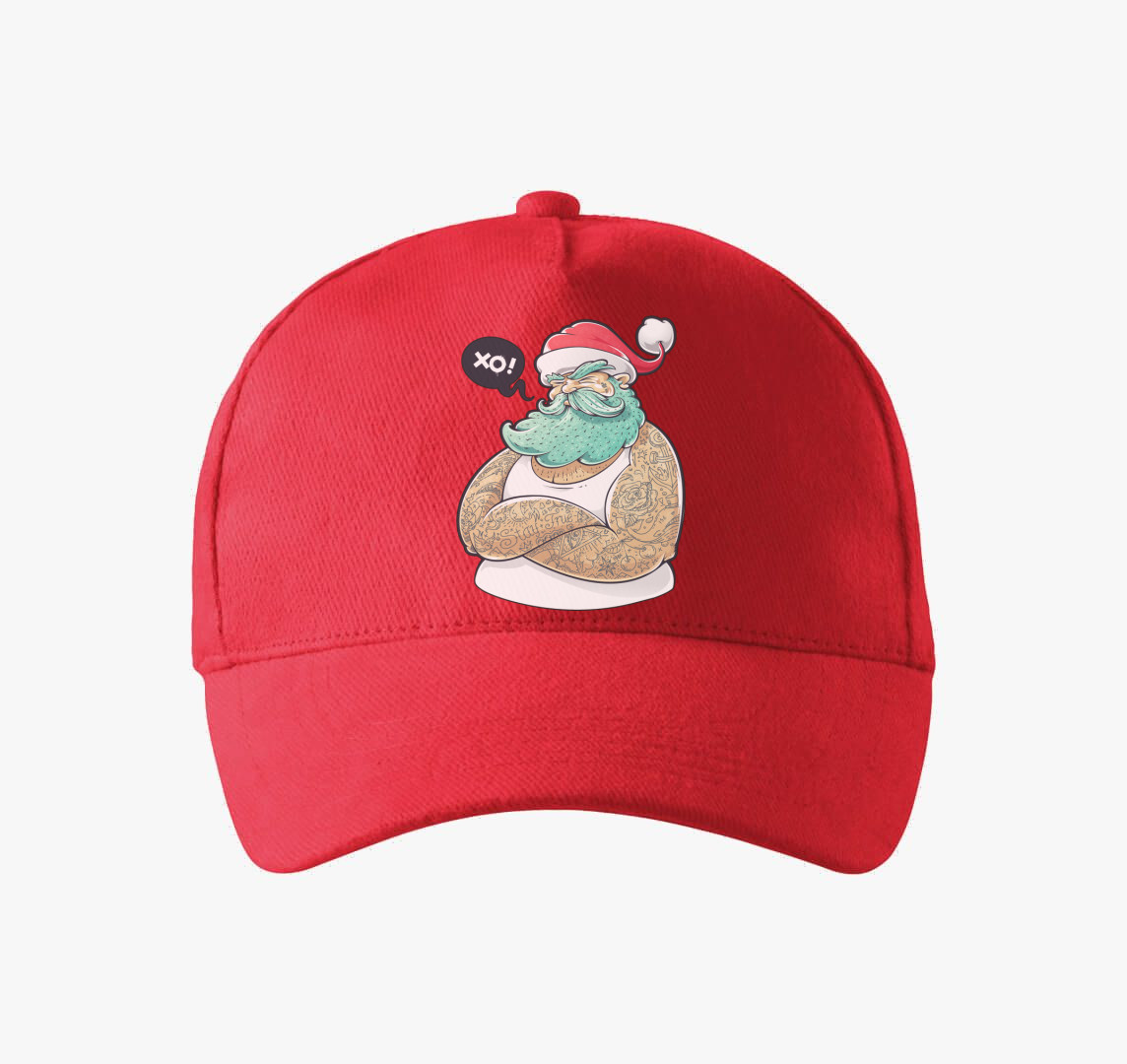 Tetovált mikulás baseball sapka — Piros