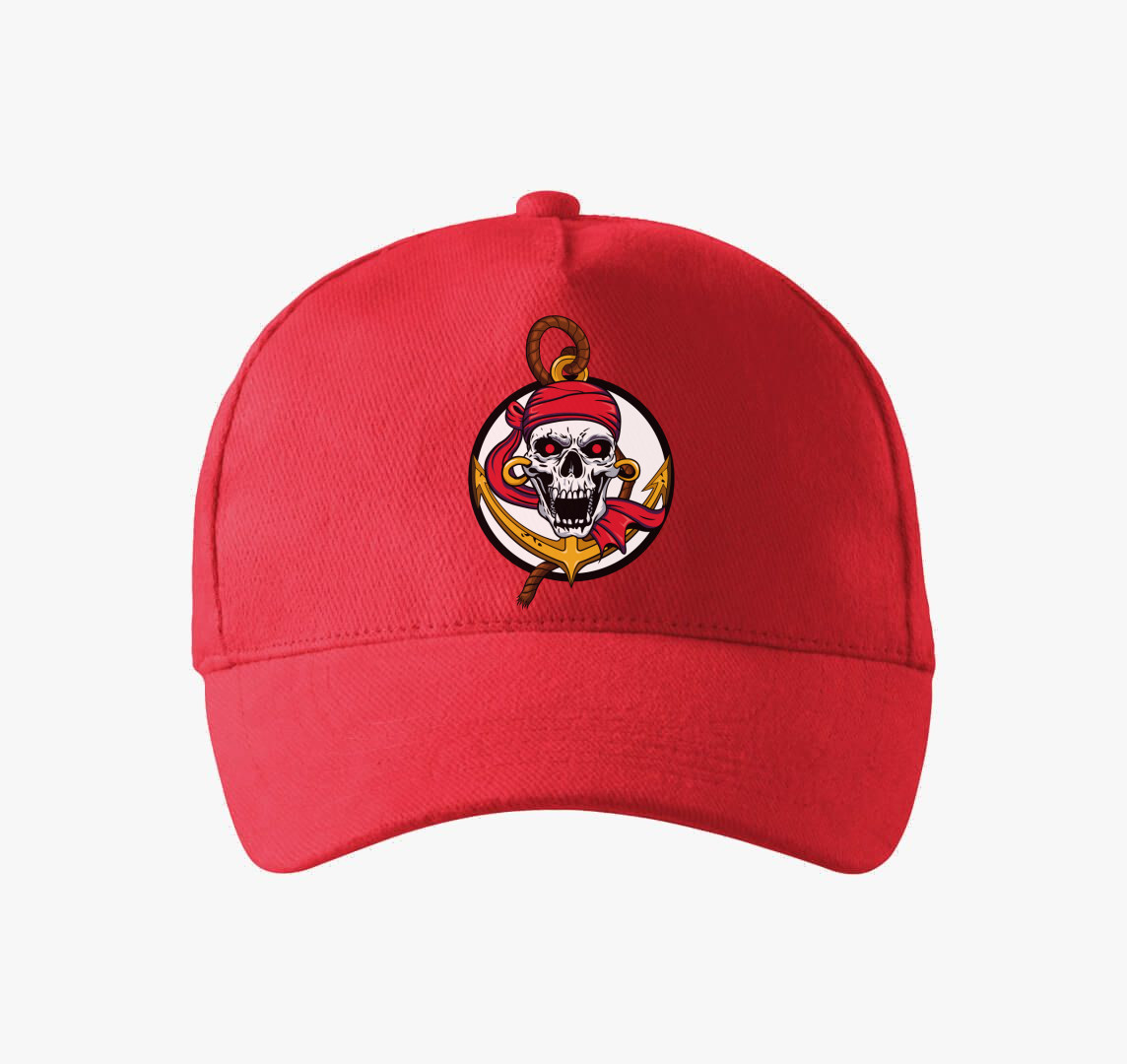 Pirate skull baseball sapka — Piros