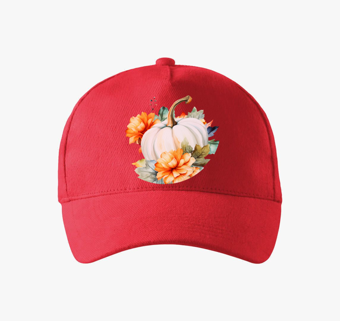 Floral white pumpkin baseball sapka — Piros