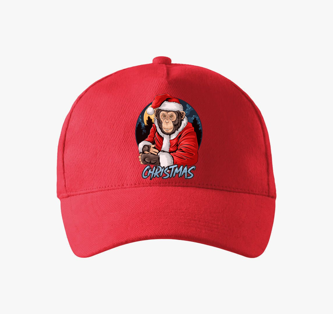 Csimpánz Mikulás baseball sapka — Piros