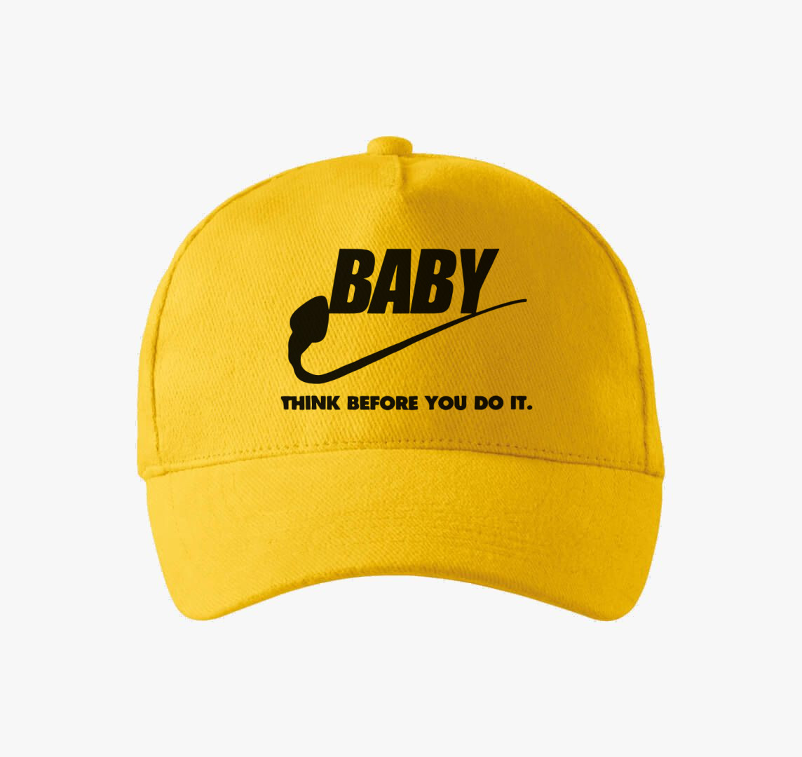 Baby think before you do it baseball sapka — Sárga