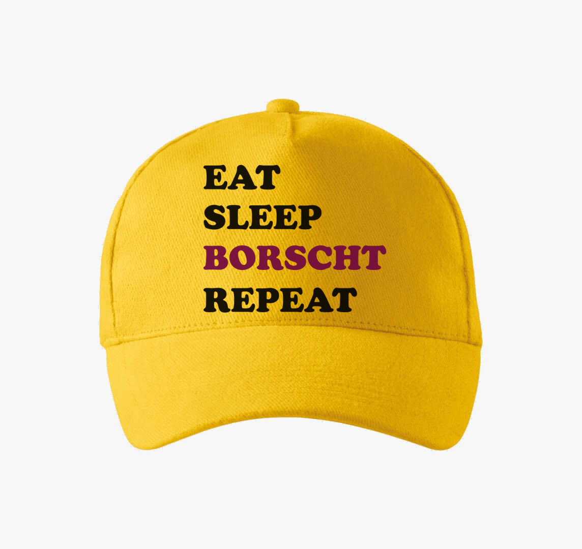 Eat Sleep Borscs baseball sapka — Sárga