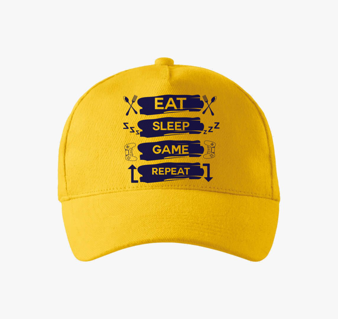 Eat sleep game repeat baseball sapka — Sárga