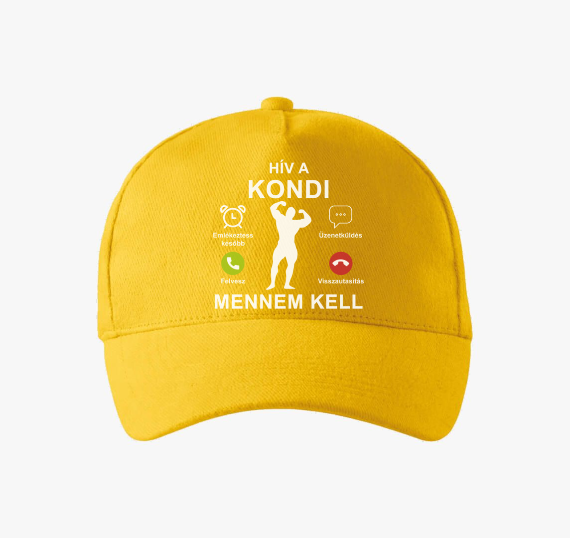 Hív a kondi mennem kell baseball sapka — Sárga