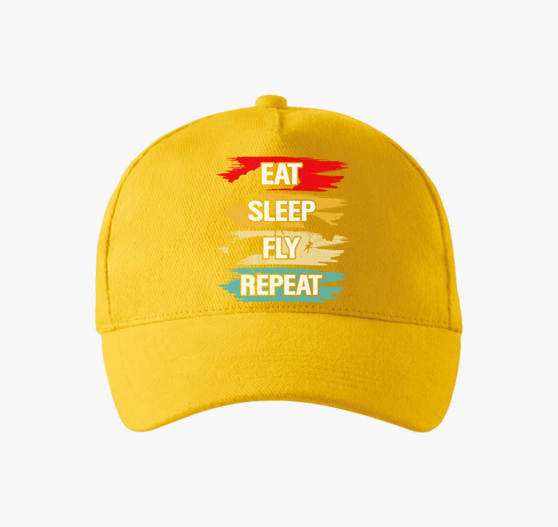 Eat sleep fly repeat baseball sapka — Sárga