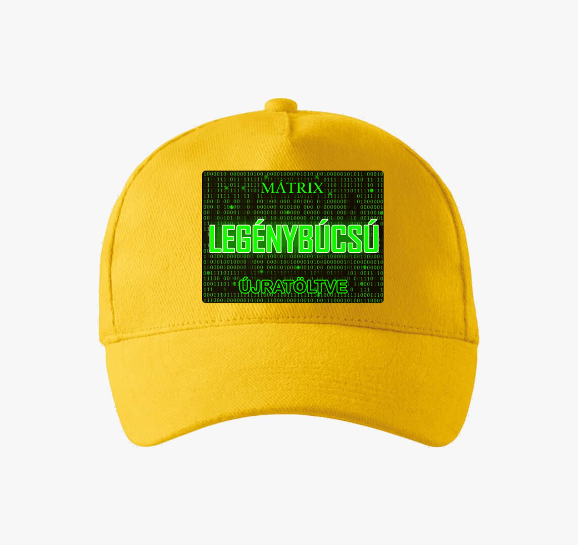 Mátrix legénybúcsús baseball sapka — Sárga