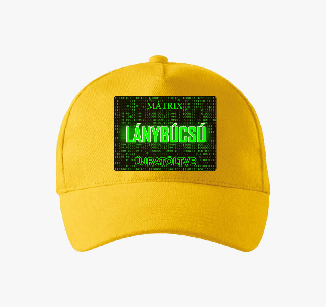 Mátrix leánybúcsús baseball sapka — Sárga