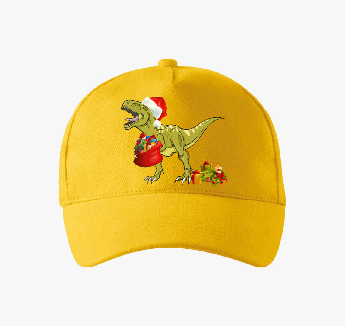 T-Rex karácsonyos baseball sapka — Sárga