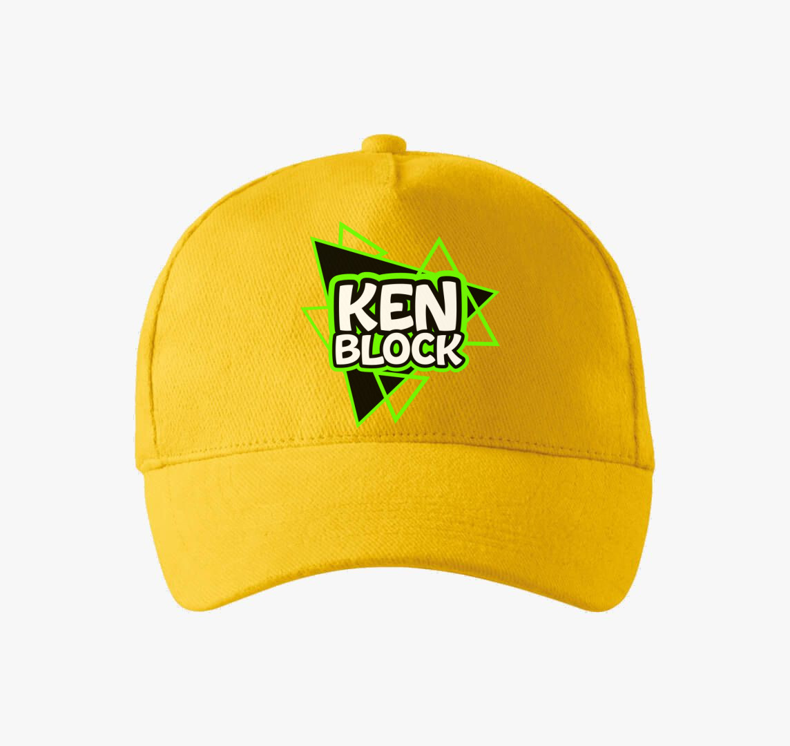 Ken Block feliratú baseball sapka — Sárga