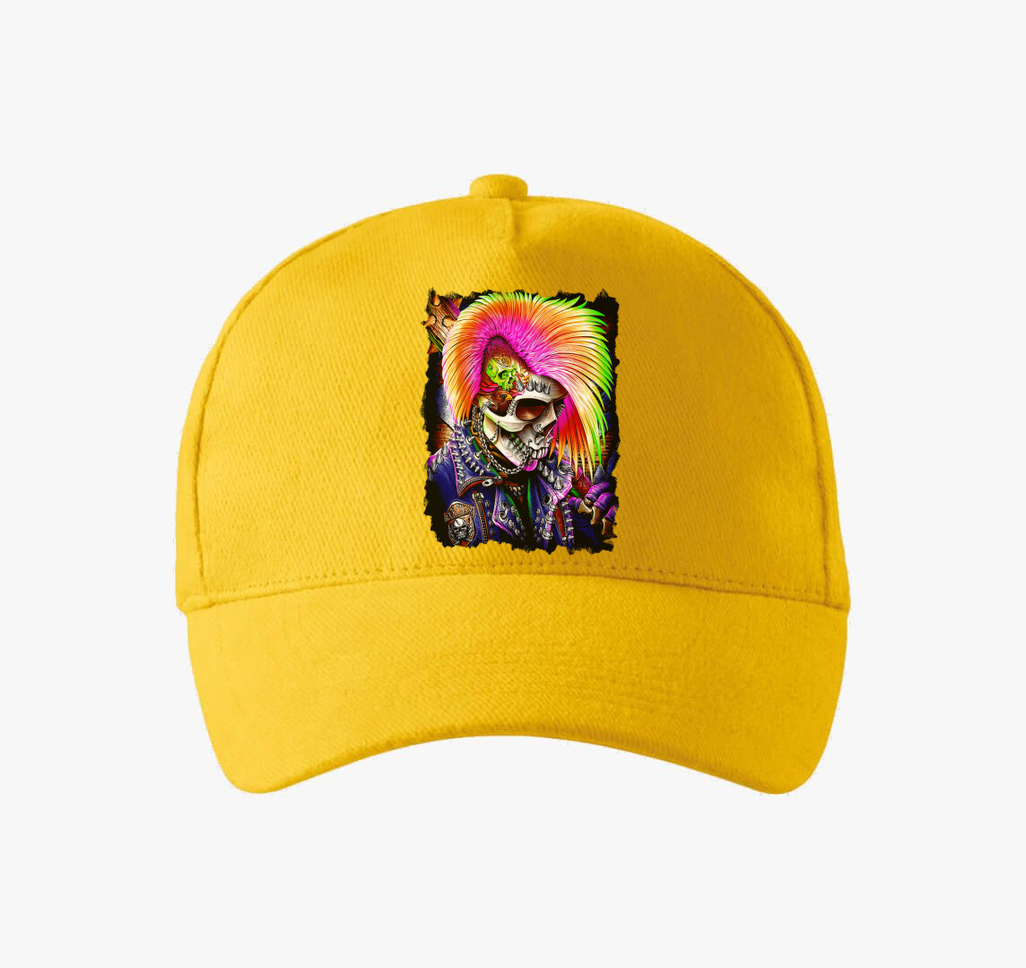 Színes punk koponya baseball sapka — Sárga