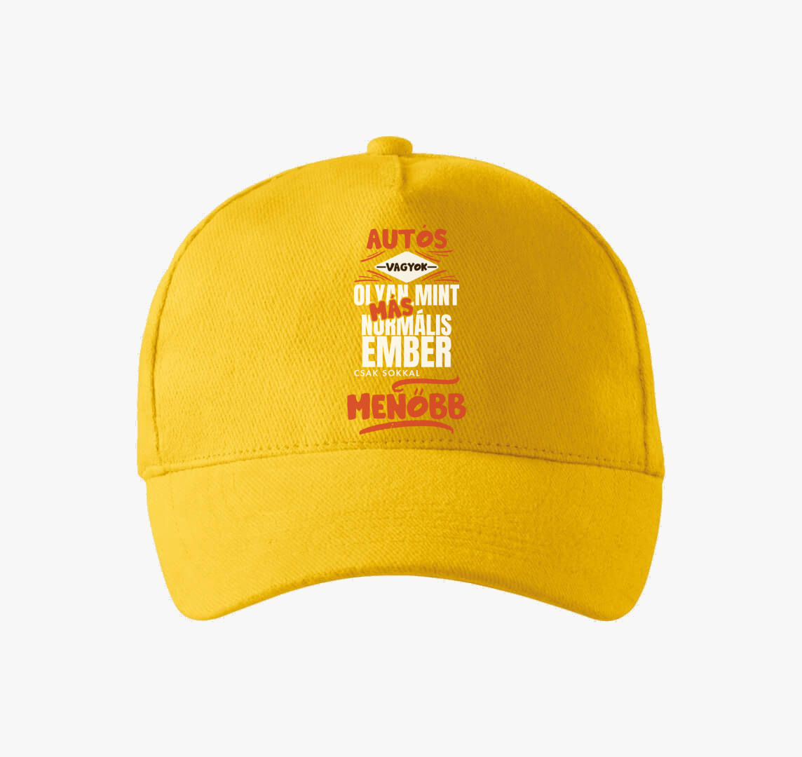 Autós vagyok olyan mint más ember baseball sapka — Sárga