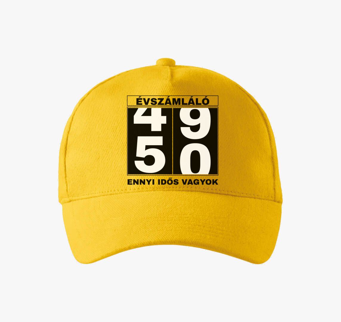 Évszámláló 50 éves szülinapi baseball sapka — Sárga
