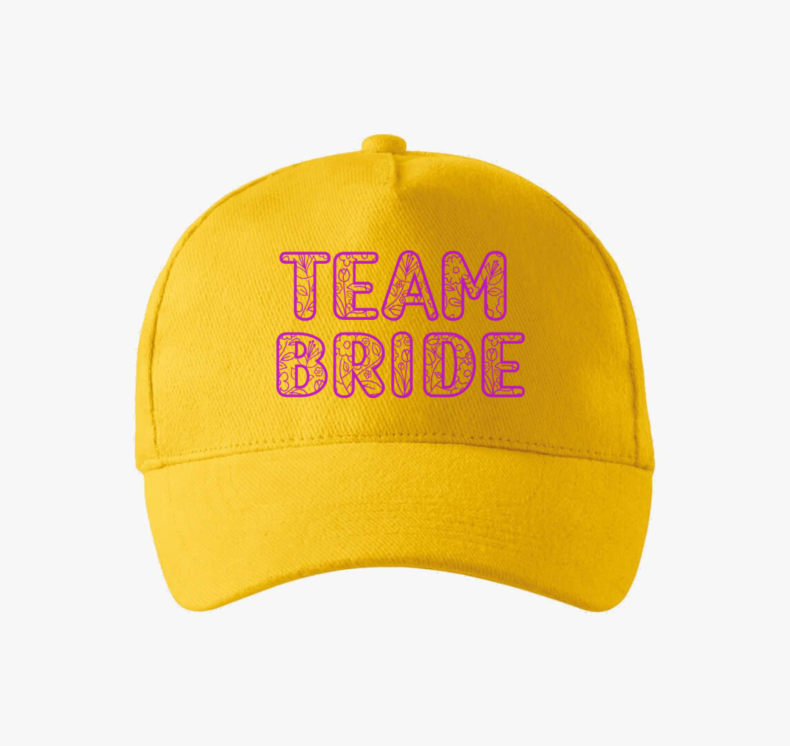 TEAM Bride virágos pink baseball sapka — Sárga