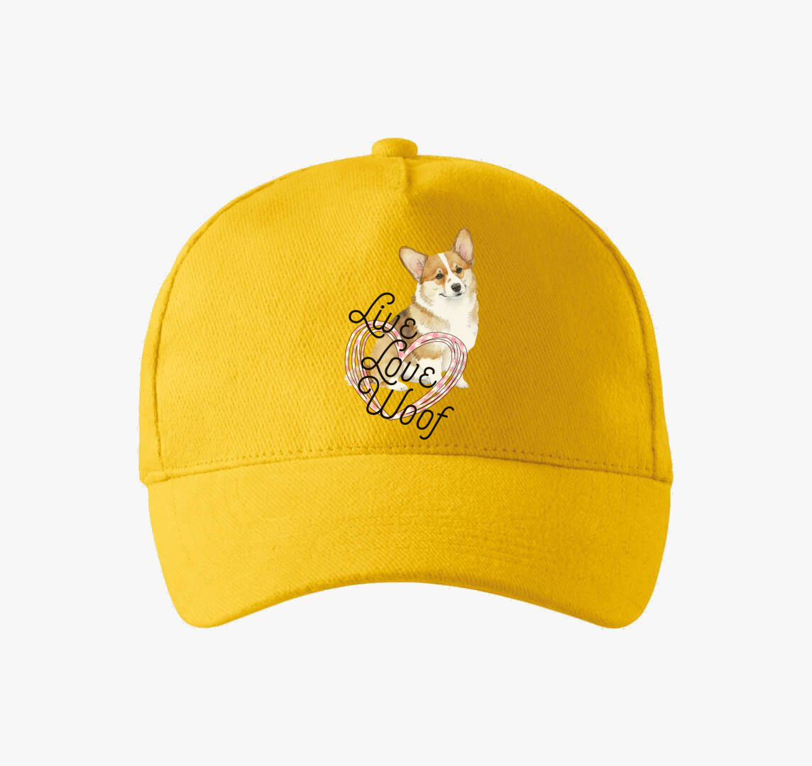 Corgi szivecskés baseball sapka — Sárga
