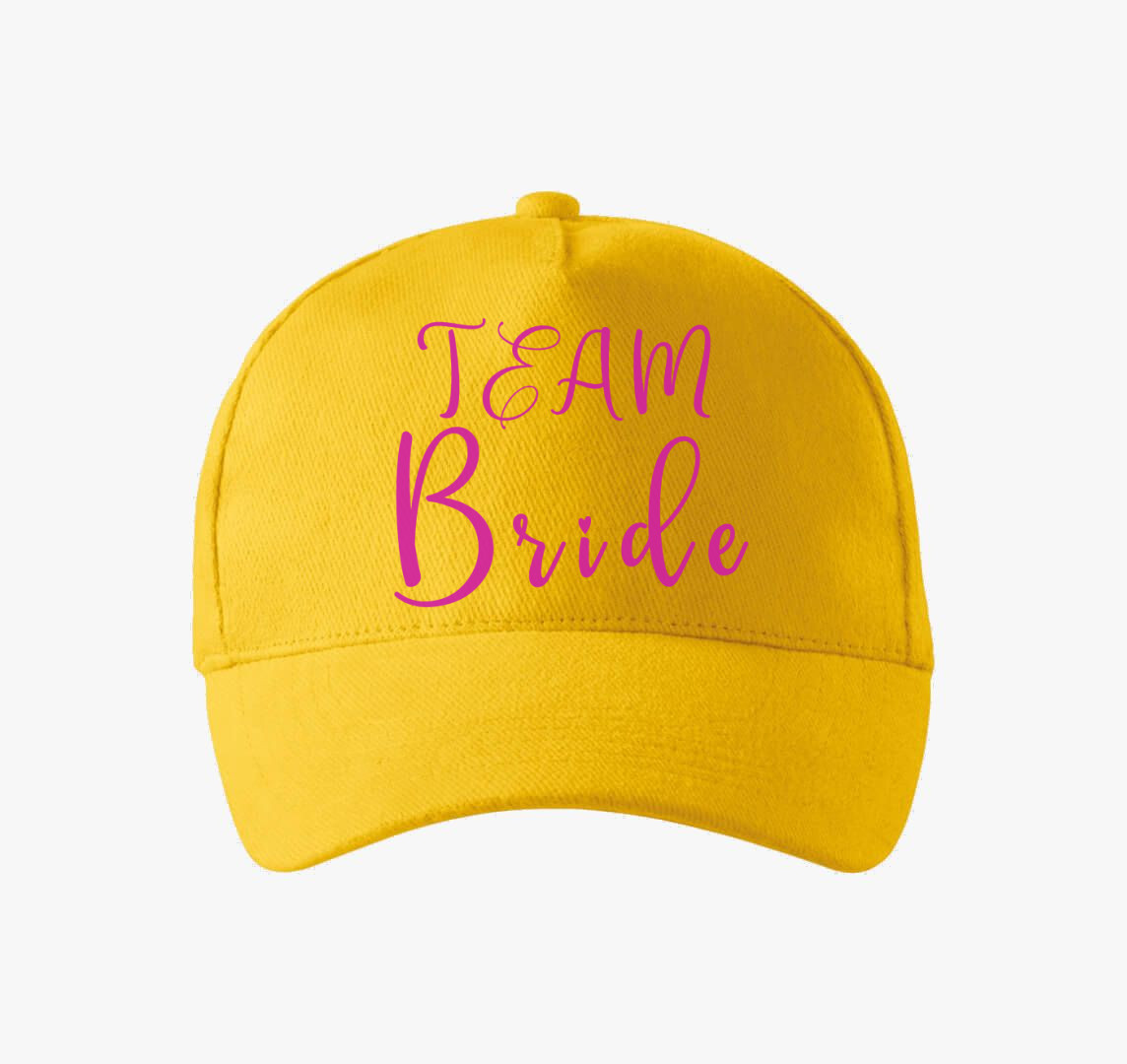 TEAM Bride pink szivecske baseball sapka — Sárga