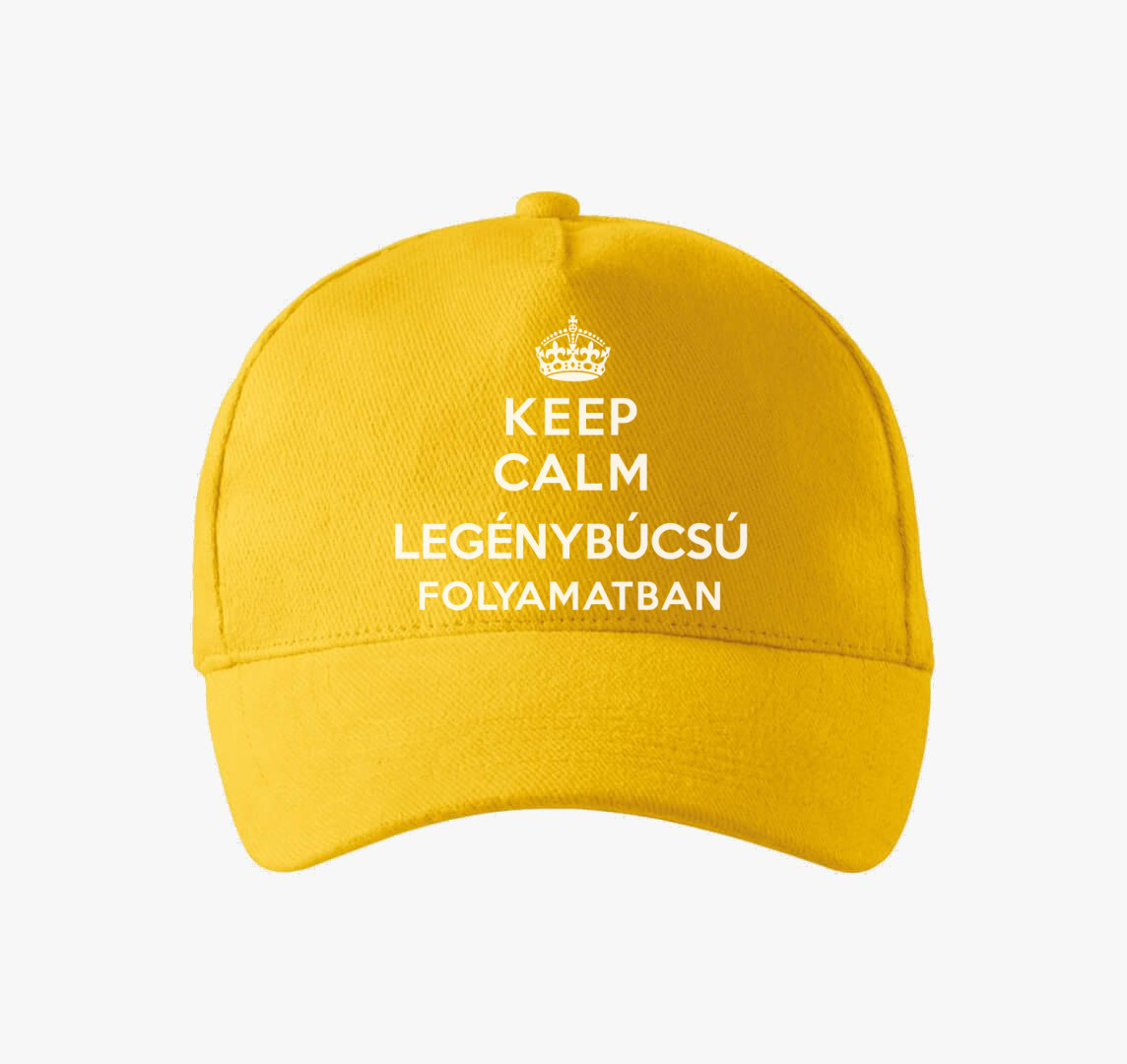 Keep calm legénybúcsú folyamatban baseball sapka — Sárga