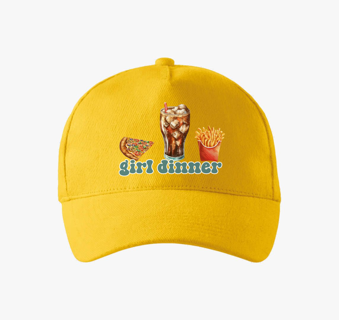 Girl dinner fastfood baseball sapka — Sárga
