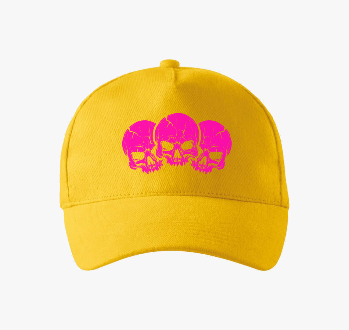3 pink skulls baseball sapka — Sárga