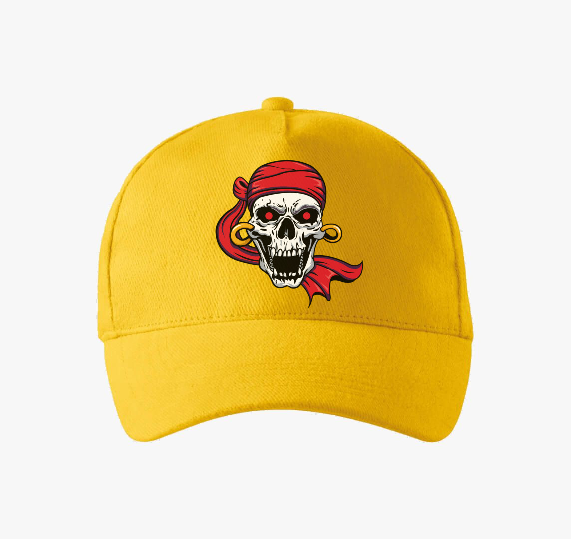 Pirate skull 8 baseball sapka — Sárga