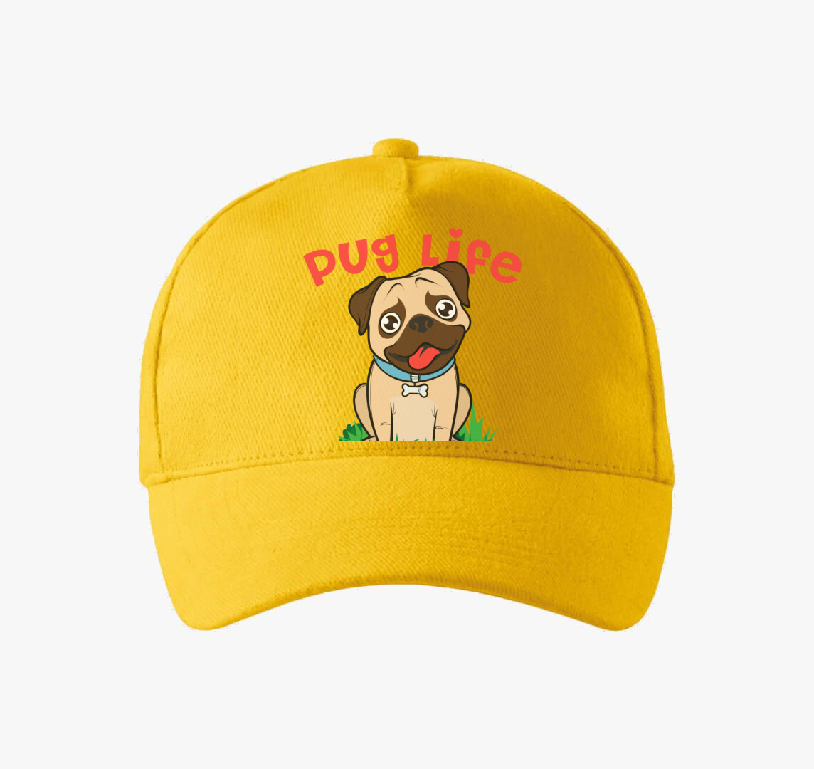 Cuki mopszos baseball sapka — Sárga