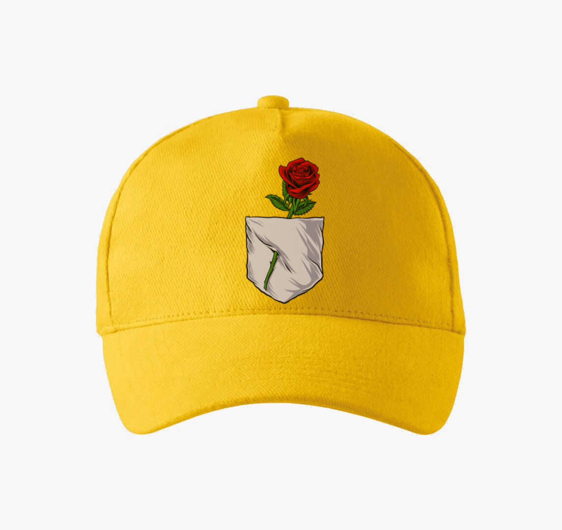 Rózsás zsebmintás baseball sapka — Sárga