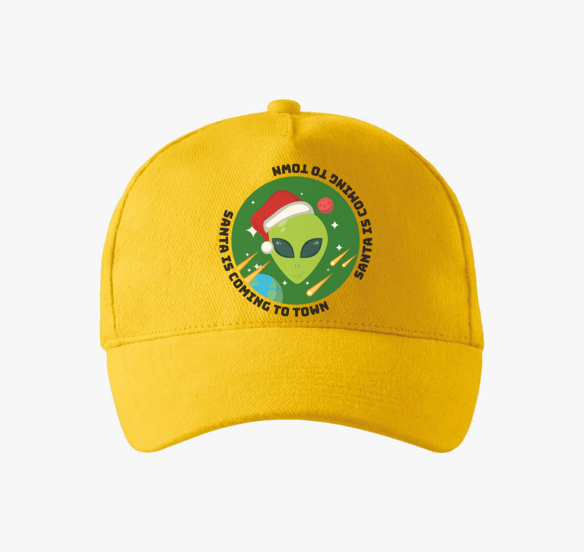 Ufós karácsonyi baseball sapka — Sárga