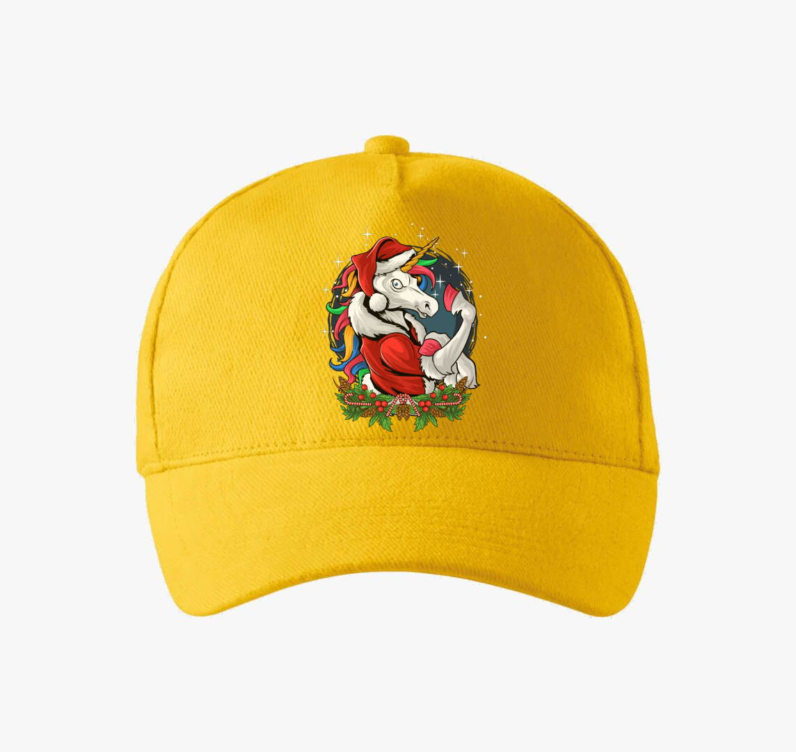 Karácsonyi unikornisos baseball sapka — Sárga