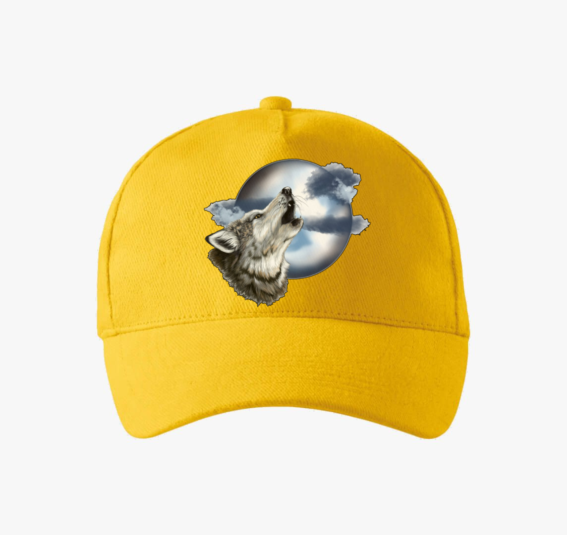 Holdat vonyító farkas baseball sapka — Sárga