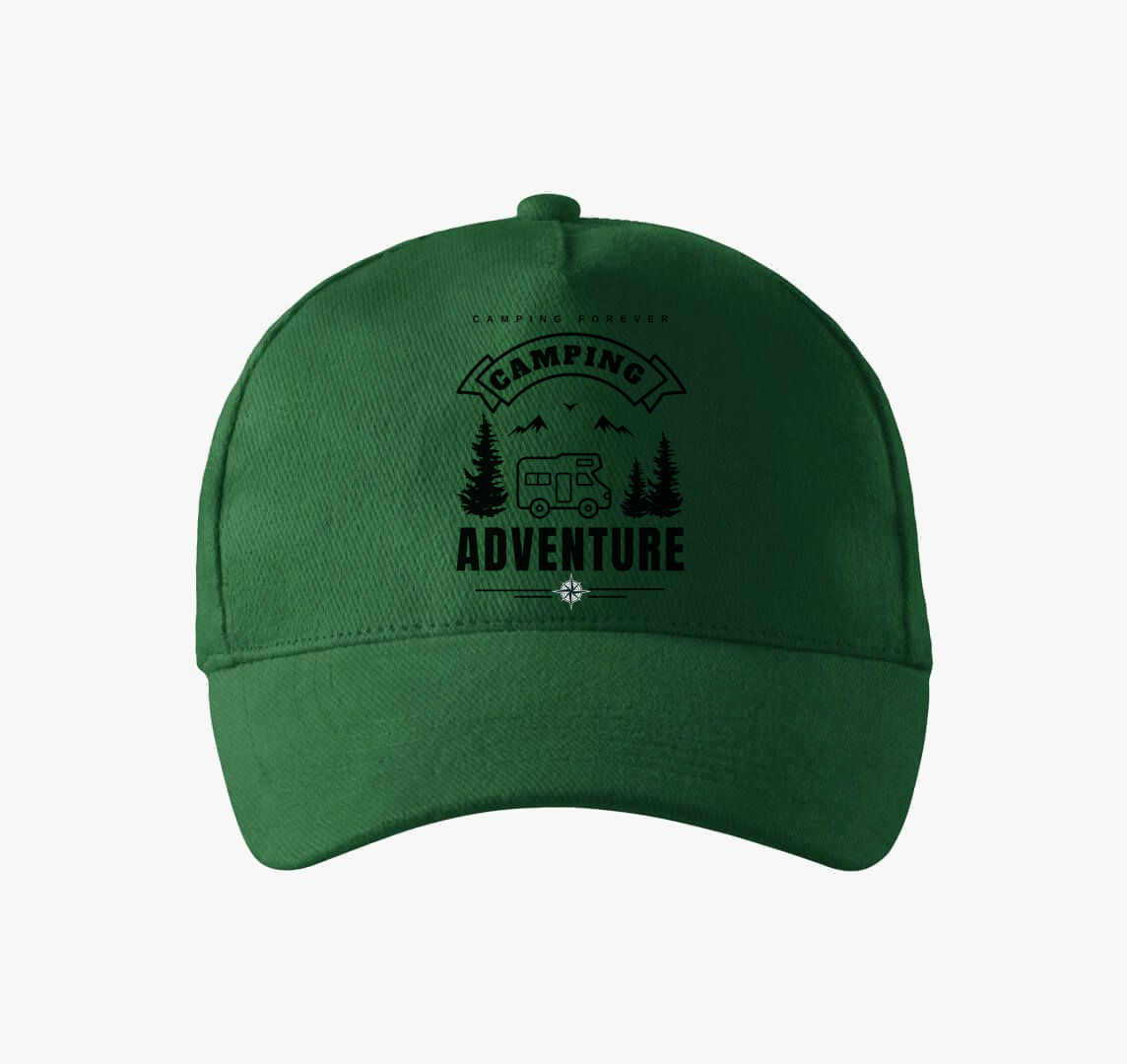 Lakóautó camping adventure baseball sapka — Üvegzöld