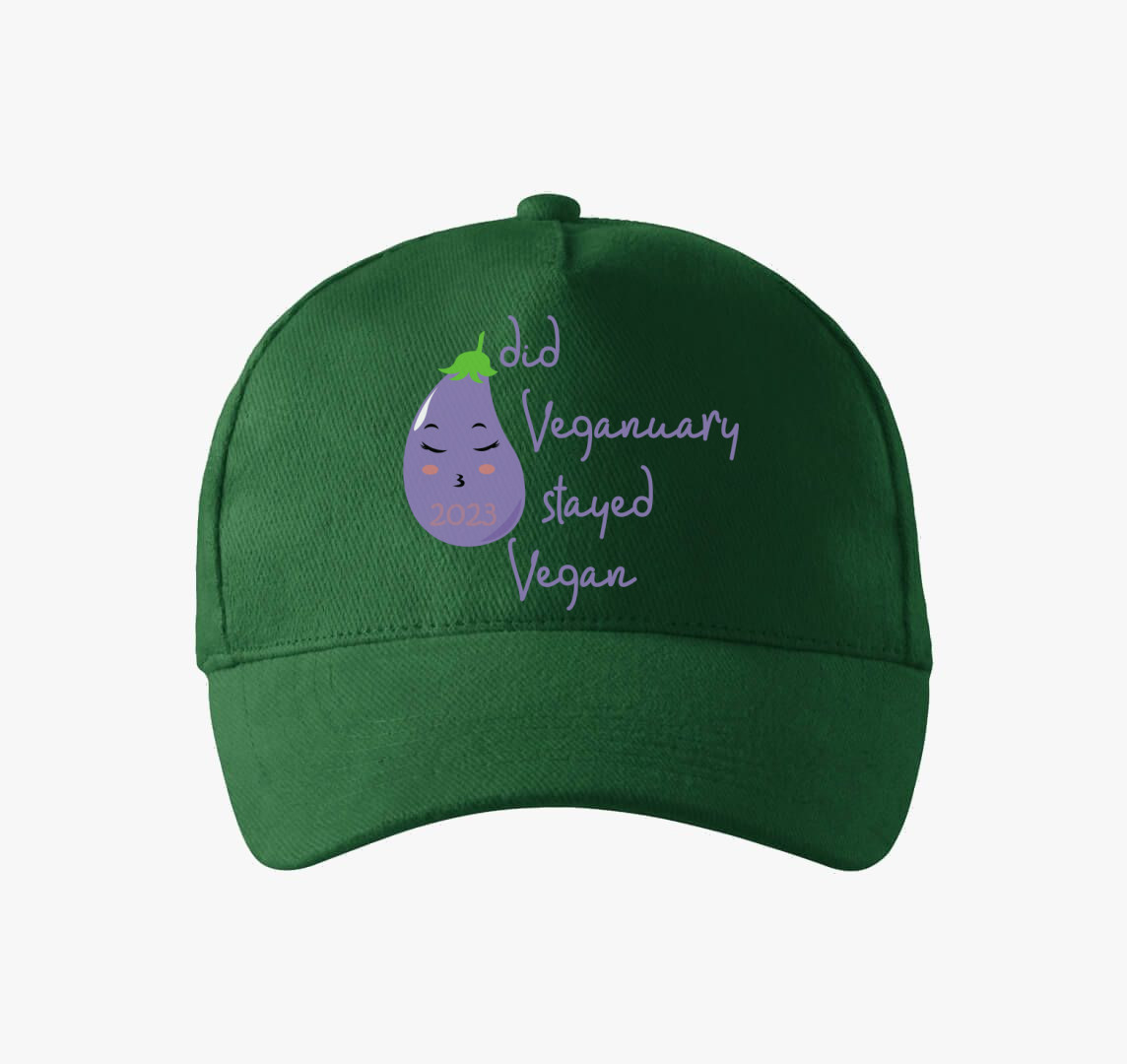 Did Veganuary 2023 padlizsános (lila betűs) baseball sapka — Üvegzöld