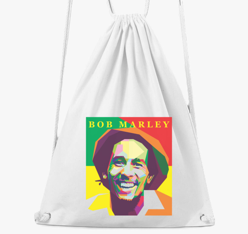 Bob Marley színes portré tornazsák — Fehér