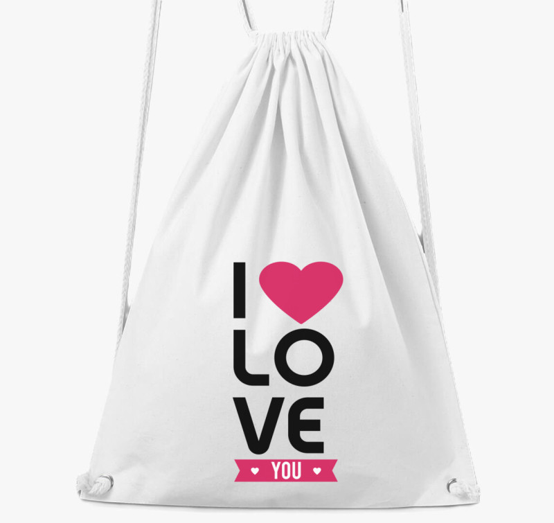 ILoveYou felirat tornazsák — Fehér