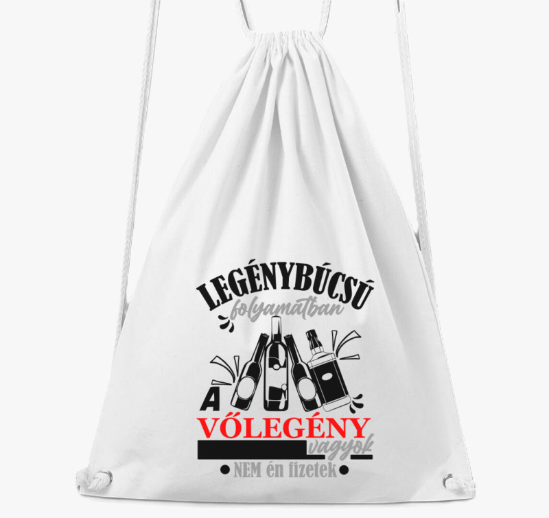 Legénybúcsús Vőlegény tornazsák — Fehér