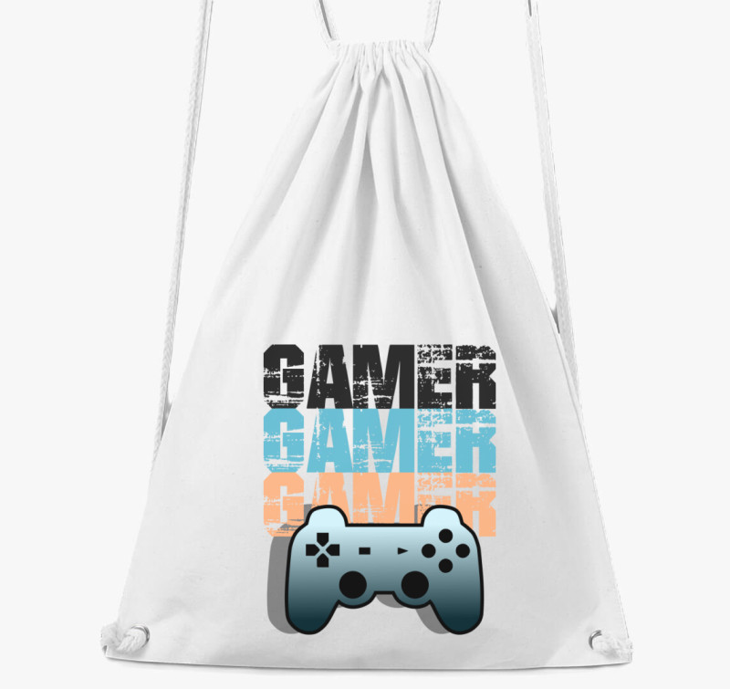 Gamer mintás tornazsák — Fehér