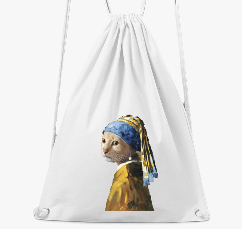 Cat with pearl earring tornazsák — Fehér