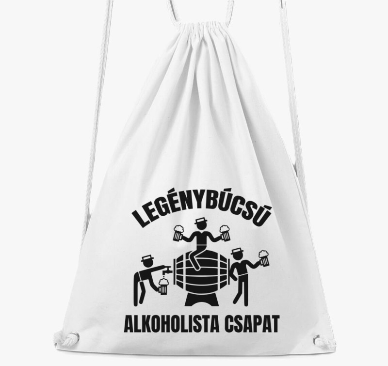 Legénybúcsú alkoholista csapat legénybúcsú tornazsák — Fehér